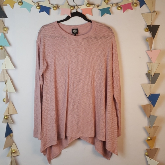 bobeau Tops - BOBEAU LONG SLEEVE PALE PINK TOP